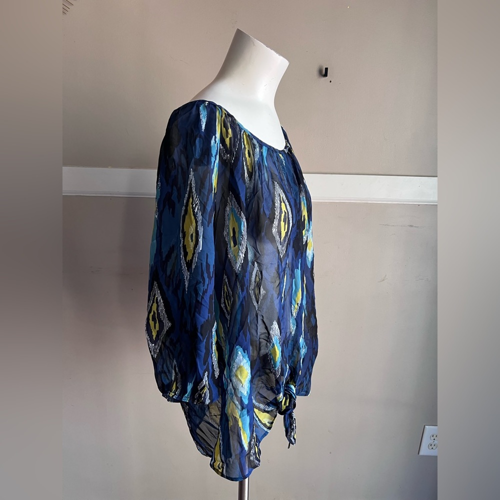West Kei Blue and Yellow Patterned Blouse - Picture 2 of 5